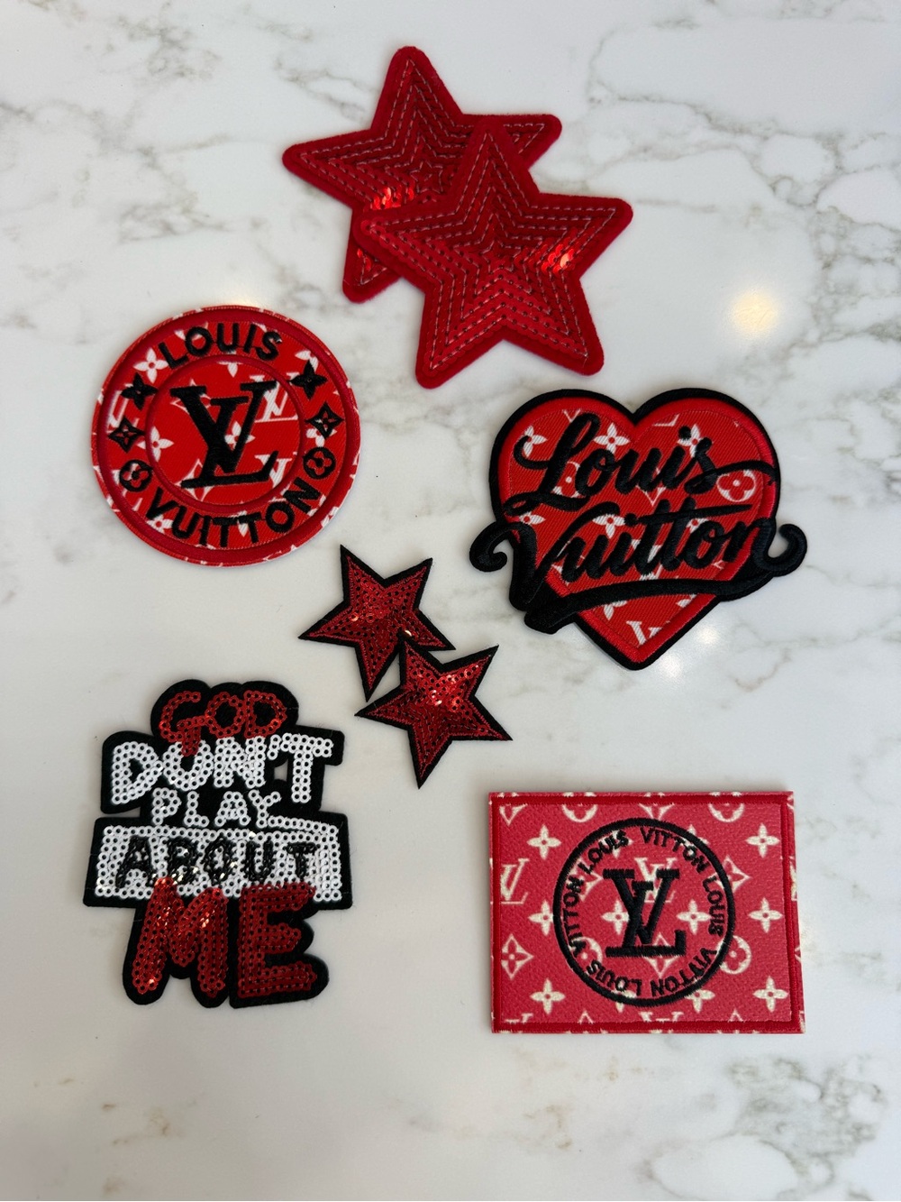 Hand Crafted Red & Black Inspired Iron on Patch Set